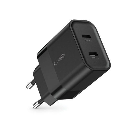 Tech-Protect C20W Töltő adapter 2x USB-C PD 20W - fekete