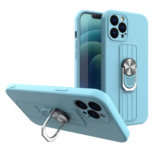 Ring tok támasztóval iPhone 12 - Világoskék