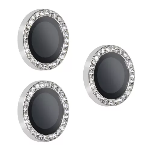 Iphone 17 Pro/17 Pro Max, Csillogós Kameralencse védő edzett üveg, kövekkel (3db) - Ezüst - HARD DIAMOND