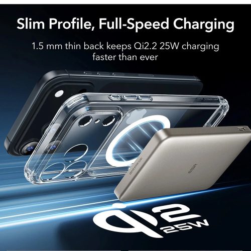 iPhone 17 Pro, Ütésállő MagSafe-es tok, Kameravédelemmel, Légpárnás sarkokkal - Átlátszó - ESR Classic Hybrid HaloLock