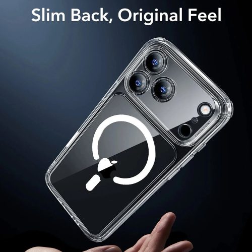 iPhone 17 Pro, Ütésállő MagSafe-es tok, Kameravédelemmel, Légpárnás sarkokkal - Átlátszó - ESR Classic Hybrid HaloLock