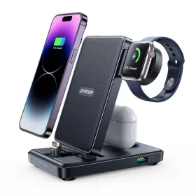  Joyroom JR-WQS02 iPhone AirPods Apple Watch 4 az 1-ben Összecsukható Töltő állomás - Fekete