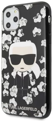 Karl Lagerfeld Virágos Szilikon Tok iPhone 11 Pro - Fekete