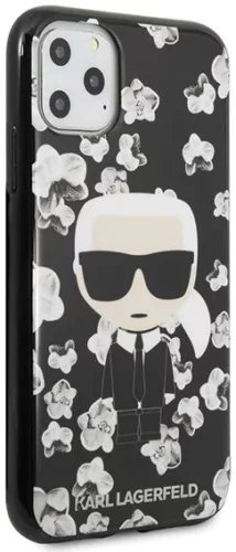 Karl Lagerfeld Virágos Szilikon Tok iPhone 11 Pro - Fekete