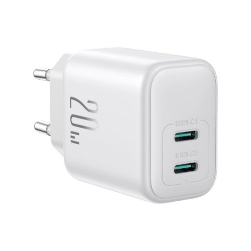 Joyroom JR-TCF12 fali töltő, 2 USB-C porttal, akár 20W teljesítménnyel – fehér