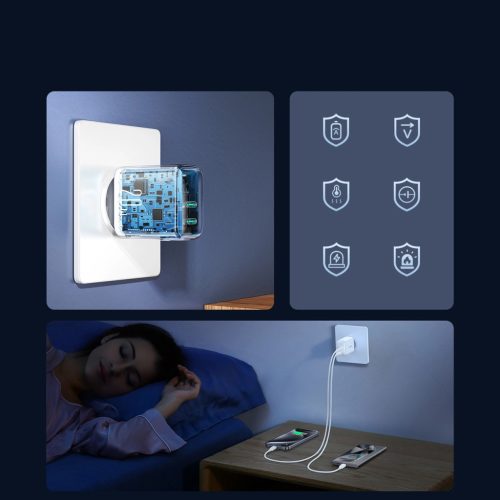 Joyroom JR-TCF12 fali töltő, 2 USB-C porttal, akár 20W teljesítménnyel – fehér