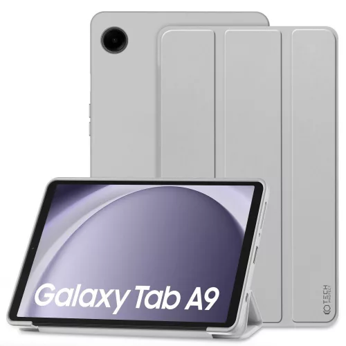 Samsung Galaxy Tab A9 8.7" X110 / X115, Kinyitható mágneses tablet tok, állítható állvánnyal  - szürke - Tech-Protect SmartCase