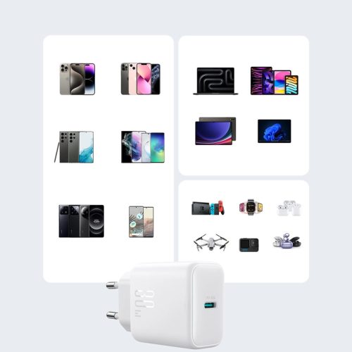 Joyroom JR-TCF24 USB-C PD 30W QC SFC Fali Töltő adapter - fehér