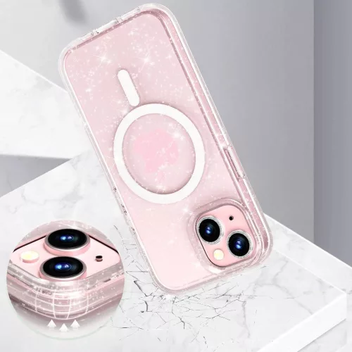 Tech-Protect FlexAir Hybrid MagSafe Tok iPhone 15 - Átlátszó / Glitteres