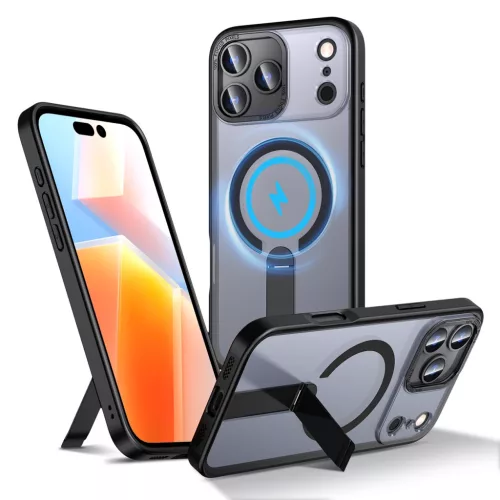 Hybrid Armor X tok iPhone 17 Pro Max-hoz MagSafe-kompatibilis kitámasztóval - Fekete