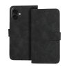 Hasított Eco Bőr kinyitható fekete tok (IPHONE 16 Plus)