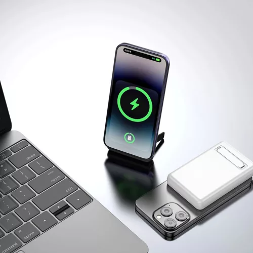 Dudao K14S+ USB-C / MagSafe vezeték nélküli powerbank 20W 10000mAh állvánnyal - fehér