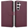 Samsung Galaxy S25, Elegáns Öko bőr telefontok kártyatartóval és állványfunkcióval - Bordó - Tech-Protect Wallet