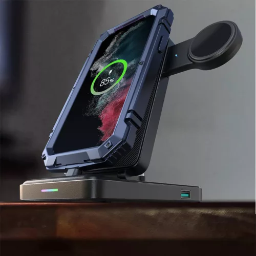 Joyroom JR-WQS01 Samsung Galaxy USB-C 4 az 1-ben Összecsukható Töltőállomás - Fekete