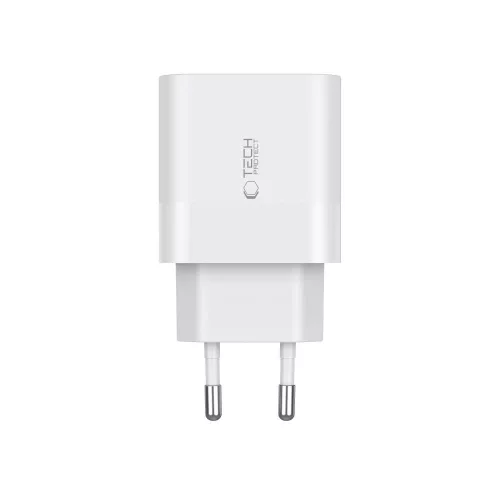 Tech-Protect C20W hálózati töltő - 2× USB-C PD 20W - fehér
