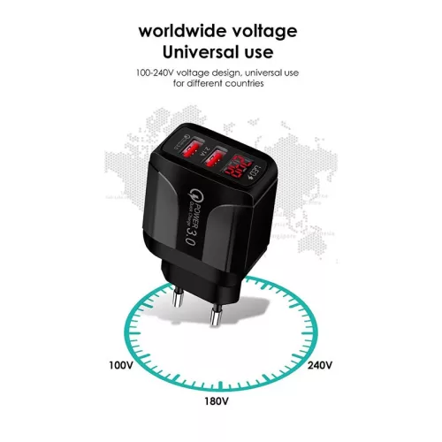 LED GYORSTÖLTŐ ADAPTER 3.1A 2DB USB