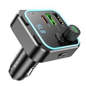   Borofone BC53 Highway FM Transmitter – MP3, Bluetooth, 2xUSB + Type-C, QC 3.0 18W PD 20W (Fekete)
