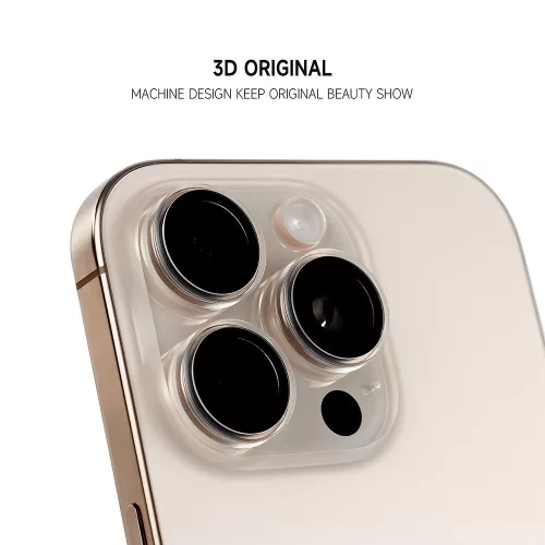Protect 3D Lens Edzett Üveg Kamera Védő iPhone 16 Pro/16 Pro Max - Titanium