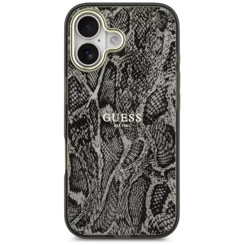 iPhone 17, Guess - Python Pattern, Kígyó mintás MagSafe tok - Fekete