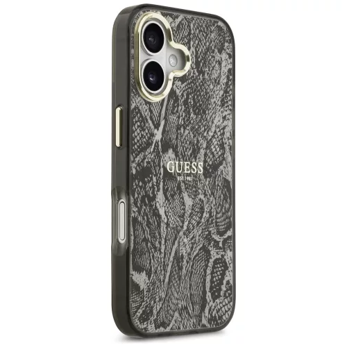 iPhone 17, Guess - Python Pattern, Kígyó mintás MagSafe tok - Fekete