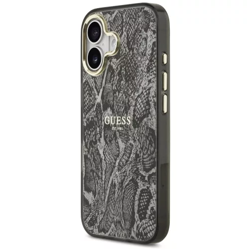 iPhone 17, Guess - Python Pattern, Kígyó mintás MagSafe tok - Fekete