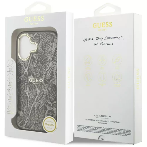 iPhone 17, Guess - Python Pattern, Kígyó mintás MagSafe tok - Fekete
