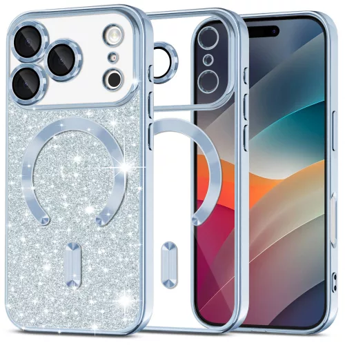 Techsuit - Luxury Glitter MagSafe - iPhone 17 Pro Max - Light Blue