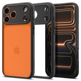   iPhone 17 Pro, Átlátszó ütésállő tok, matt fekete kerettel - Spigen - Ultra Hybrid