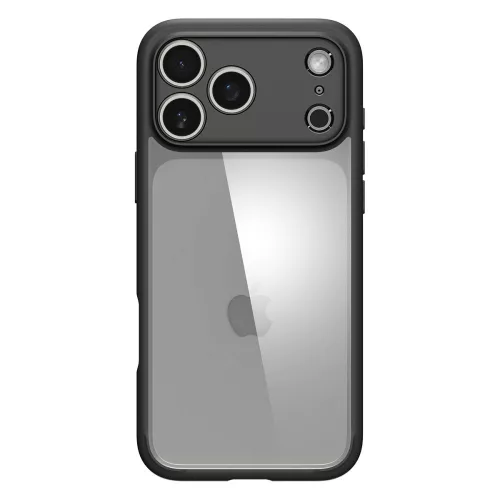 iPhone 17 Pro, Átlátszó ütésállő tok, matt fekete kerettel - Spigen - Ultra Hybrid
