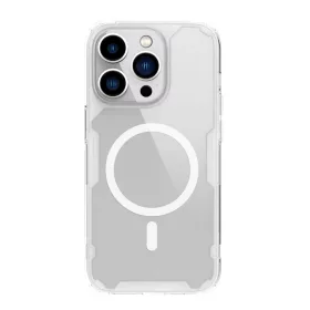   Nillkin Nature Pro MagSafes-es szilikon ütésálló átlátszó-fehér tok - iPhone 15 Pro Max
