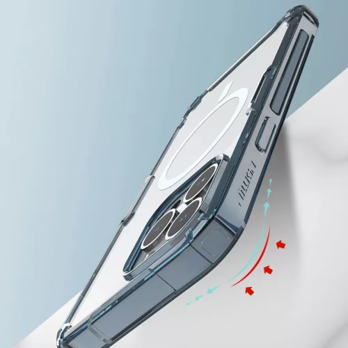 Nillkin Nature Pro MagSafes-es szilikon ütésálló átlátszó-fehér tok - iPhone 15 Pro Max