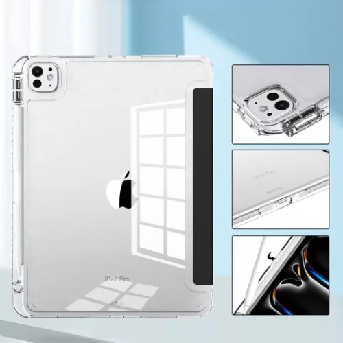Tech-Protect Hybrid Pencil tartóval - Átlátszó/Fekete - iPad Pro 11" (2024)