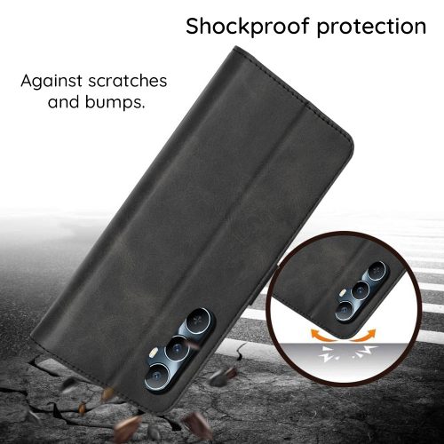 Eco Bőr kinyitható fekete tok (Honor 400 Lite)