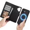 iPhone 17, Mágneses Öko bőr telefontok kártyatartóval és állvánnyal - Matt fekete - Tech-Protect Wallet MagSafe
