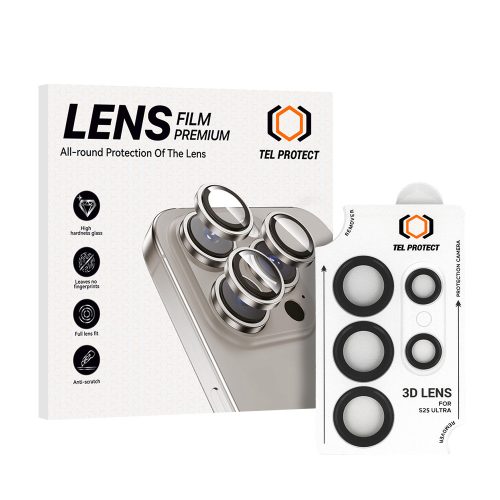 Protect 3D Lens Edzett Üveg Kamera Védő Samsung Galaxy S25 Ultra - Fekete