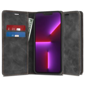   Techsuit - Confy Cover - Hasított Bőr kinyitható tok, kártyatartóval - Honor 200 pro  - Fekete