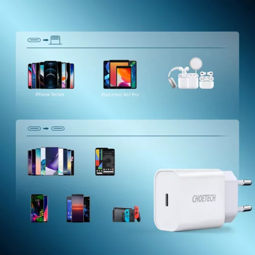 Choetech USB Type C 20W Power Delivery 3A Fali Töltő adapter 