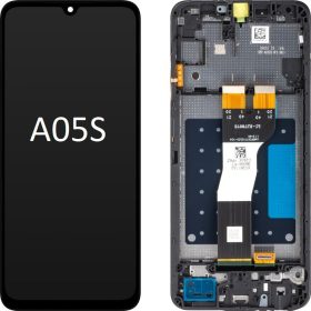   Gyári OEM LCD kijelző kerettel - Fekete - Samsung Galaxy A05s 2023 - SM-A057