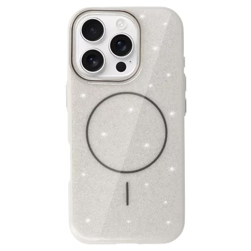 MagSafe Slim Csillogós tok iPhone 15 - Ezüst