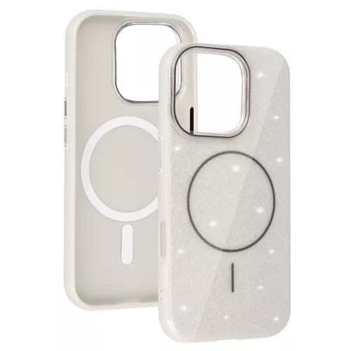 MagSafe Slim Csillogós tok iPhone 15 - Ezüst