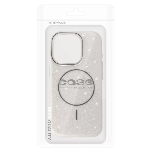 MagSafe Slim Csillogós tok iPhone 15 - Ezüst