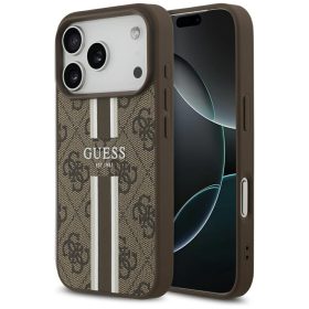   iPhone 17 Pro, Guess Hardcase 4G Printed Stripes MagSafe tok - Barna