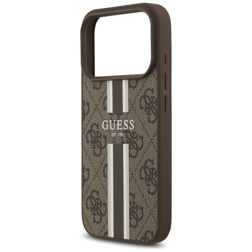 iPhone 17 Pro, Guess Hardcase 4G Printed Stripes MagSafe tok - Barna