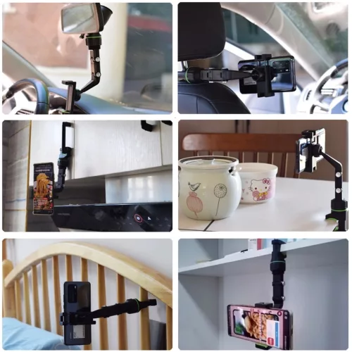Állítható Autós Telefon tartó Visszapillantó Tükörre - Fekete/Zöld