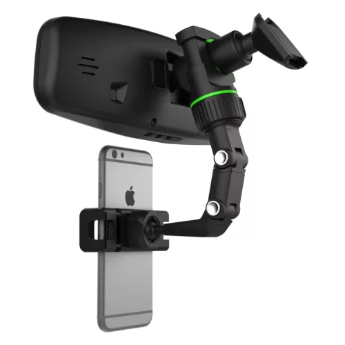 Állítható Autós Telefon tartó Visszapillantó Tükörre - Fekete/Zöld