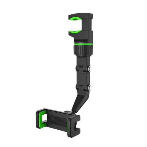 Állítható Autós Telefon tartó Visszapillantó Tükörre - Fekete/Zöld
