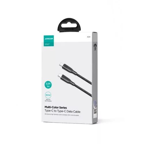 Joyroom Multi-Color S-A34 USB-C / USB-C Kábel 60W 1m - Fekete