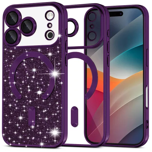 Techsuit - Luxury Glitter MagSafe - iPhone 17 Pro Max -  Deep Purple
