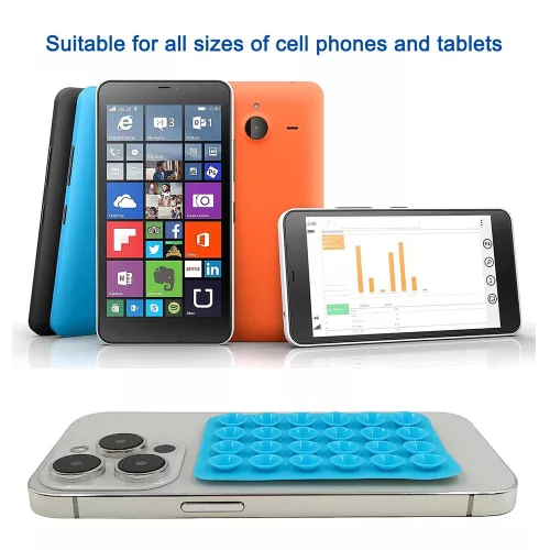 Techsuit - Tapadókorongos Telefonállvány (SR-PAD) - szilikon, öntapadós rögzítés, téglalap alakú - Világoskék