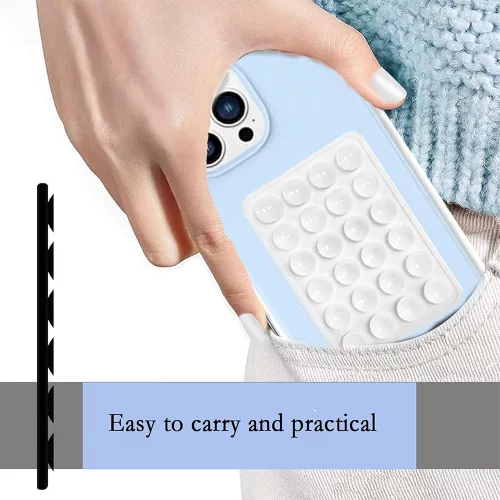Techsuit - Tapadókorongos Telefonállvány (SR-PAD) - szilikon, öntapadós rögzítés, téglalap alakú - Világoskék